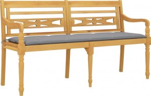 vidaXL vidaXL Ławka Batavia z szara poduszką, 150 cm, lite drewno tekowe 3