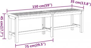 vidaXL Ławka ogrodowa, 150x35x45 cm, lite drewno akacjowe 6