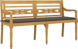 vidaXL vidaXL Ławka Batavia z taupe poduszką, 150 cm, lite drewno tekowe 2