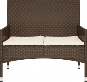 vidaXL 2-osobowa ławka ogrodowa z poduszkami, brązowa, polirattan 2
