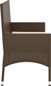 vidaXL 2-osobowa ławka ogrodowa z poduszkami, brązowa, polirattan 3