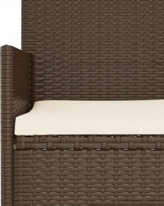 vidaXL 2-osobowa ławka ogrodowa z poduszkami, brązowa, polirattan 5