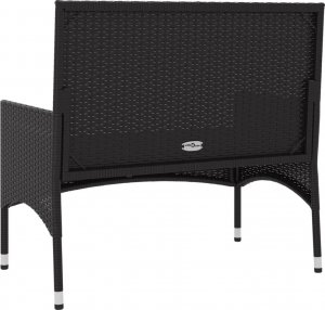 vidaXL vidaXL 2-osobowa ławka ogrodowa z poduszkami, czarna, polirattan 5
