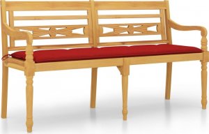 vidaXL vidaXL Ławka Batavia z czerwony poduszką, 150 cm, lite drewno tekowe 2
