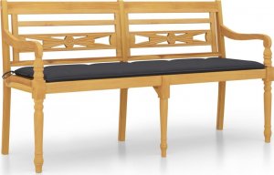 vidaXL Ławka Batavia z antracytowy poduszką,150 cm, lite drewno tekowe 2