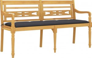 vidaXL Ławka Batavia z antracytowy poduszką,150 cm, lite drewno tekowe 3