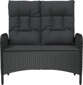 vidaXL vidaXL Rozkładana ławka ogrodowa, poduszki, 107 cm, rattan PE, czarna 4