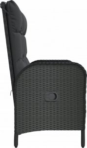 vidaXL vidaXL Rozkładana ławka ogrodowa, poduszki, 107 cm, rattan PE, czarna 5