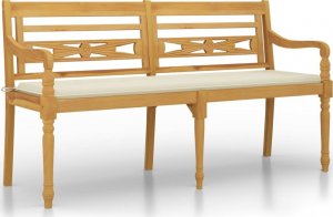 vidaXL vidaXL Ławka Batavia z kremowa poduszką, 150 cm, lite drewno tekowe 2