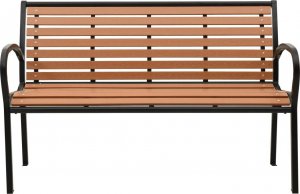 vidaXL vidaXL Ławka ogrodowa, czarno-brązowa, 116 cm, stal i WPC 2