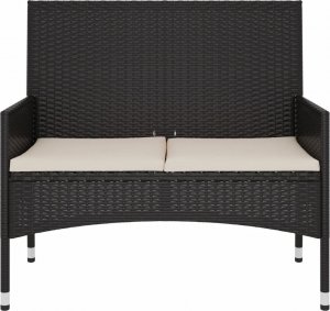 vidaXL vidaXL 2-osobowa ławka ogrodowa z poduszkami, czarna, polirattan 2
