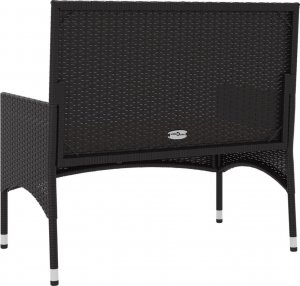 vidaXL vidaXL 2-osobowa ławka ogrodowa z poduszkami, czarna, polirattan 3