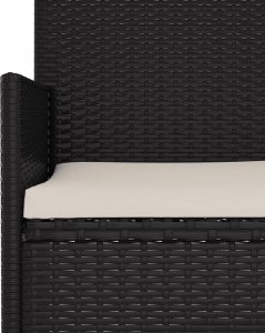 vidaXL vidaXL 2-osobowa ławka ogrodowa z poduszkami, czarna, polirattan 4