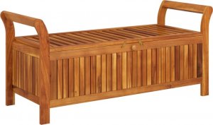vidaXL Ogrodowa ławka ze schowkiem i poduszką, 126 cm, drewno akacjowe 3