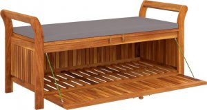 vidaXL Ogrodowa ławka ze schowkiem i poduszką, 126 cm, drewno akacjowe 4