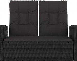 vidaXL Rozkładana ławka ogrodowa z poduszkami, czarna, 118 cm 3
