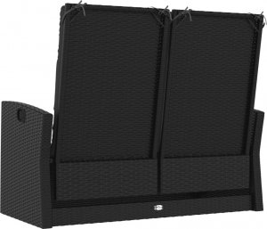 vidaXL Rozkładana ławka ogrodowa z poduszkami, czarna, 118 cm 4