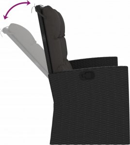 vidaXL Rozkładana ławka ogrodowa z poduszkami, czarna, 118 cm 5