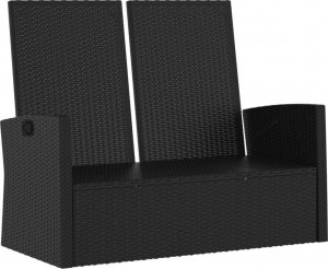 vidaXL Rozkładana ławka ogrodowa z poduszkami, czarna, 118 cm 7