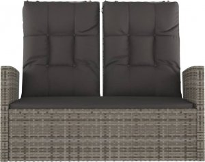 vidaXL Rozkładana ławka ogrodowa z poduszkami, szara, 118 cm 2