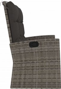 vidaXL Rozkładana ławka ogrodowa z poduszkami, szara, 118 cm 3