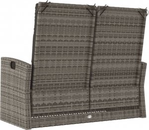 vidaXL Rozkładana ławka ogrodowa z poduszkami, szara, 118 cm 4