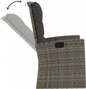 vidaXL Rozkładana ławka ogrodowa z poduszkami, szara, 118 cm 5