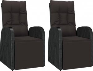 vidaXL vidaXL 3-cz. zestaw wypoczynkowy do ogrodu, czarny polirattan i stal 4