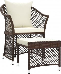 vidaXL vidaXL 2-cz. zestaw wypoczynkowy do ogrodu, poduszki, brąz, rattan PE 2