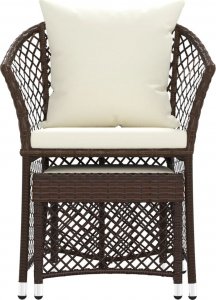 vidaXL vidaXL 2-cz. zestaw wypoczynkowy do ogrodu, poduszki, brąz, rattan PE 4