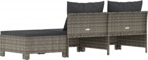 vidaXL vidaXL 3-cz. zestaw wypoczynkowy do ogrodu, poduszki, szary rattan PE 5