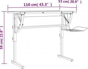 Biurko vidaXL Czarno-Szare 110 cm x 53 cm 7