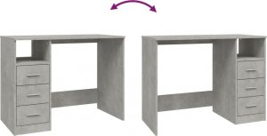 Biurko vidaXL vidaXL Biurko z szufladami, szarość betonu, 102x50x76 cm 7