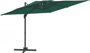 vidaXL vidaXL Wiszący parasol z podwójną czaszą, zielony, 300x300 cm 1