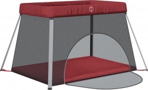 vidaXL vidaXL Kojec dla dziecka z materacem, czerwony, lniana tkanina 4