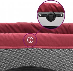 vidaXL vidaXL Kojec dla dziecka z materacem, czerwony, lniana tkanina 6