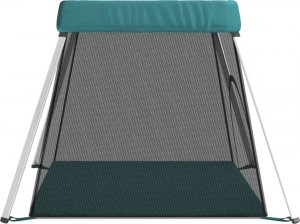 vidaXL vidaXL Kojec dla dziecka z materacem, zielony, lniana tkanina 4