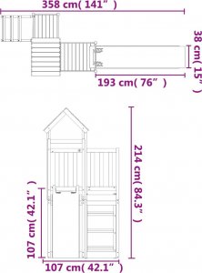 vidaXL vidaXL Domek ze zjeżdżalnią dla dzieci, impregnowane drewno sosnowe 7