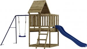 vidaXL vidaXL Domek ze zjeżdżalnią, drabinką i huśtawką, impregnowana sosna 7