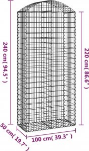 vidaXL vidaXL Łukowaty kosz gabionowy 100x50x220/240 cm, galwanizowane żelazo 4