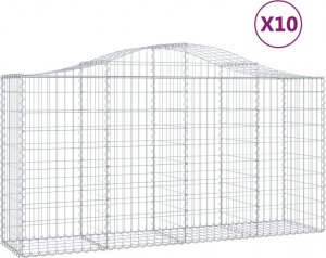 vidaXL Kosze gabionowe, 10 szt, 200x50x100/120cm, galwanizowane żelazo 2