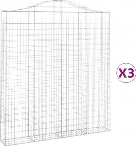 vidaXL Kosze gabionowe, 3 szt, 200x30x220/240 cm, galwanizowane żelazo 2