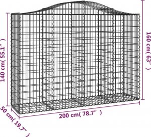 vidaXL vidaXL Łukowaty kosz gabionowy 200x50x140/160 cm, galwanizowane żelazo 4