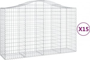 vidaXL Kosze gabionowe, 15 szt, 200x50x120/140cm, galwanizowane żelazo 2