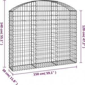 vidaXL Łukowaty kosz gabionowy 150x30x120/140 cm, galwanizowane żelazo 4