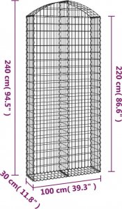 vidaXL Łukowaty kosz gabionowy 100x30x220/240 cm, galwanizowane żelazo 5