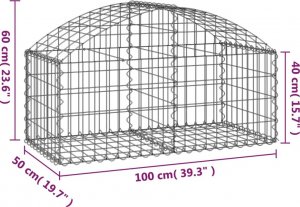 vidaXL vidaXL Łukowaty kosz gabionowy, 100x50x40/60 cm, galwanizowane żelazo 5