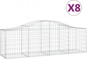 vidaXL vidaXL Kosze gabionowe, 8 szt, 200x50x60/80 cm, galwanizowane żelazo 2