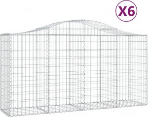 vidaXL Kosze gabionowe, 6 szt, 200x50x100/120 cm, galwanizowane żelazo 2