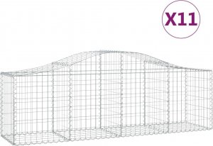 vidaXL Kosze gabionowe, 11 szt, 200x50x60/80 cm, galwanizowane żelazo 2